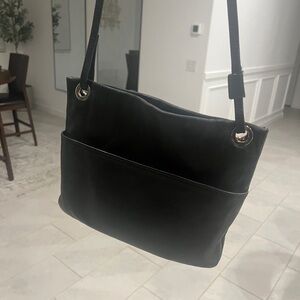 Margot New York Leather Sleek Black Crossbody Bag